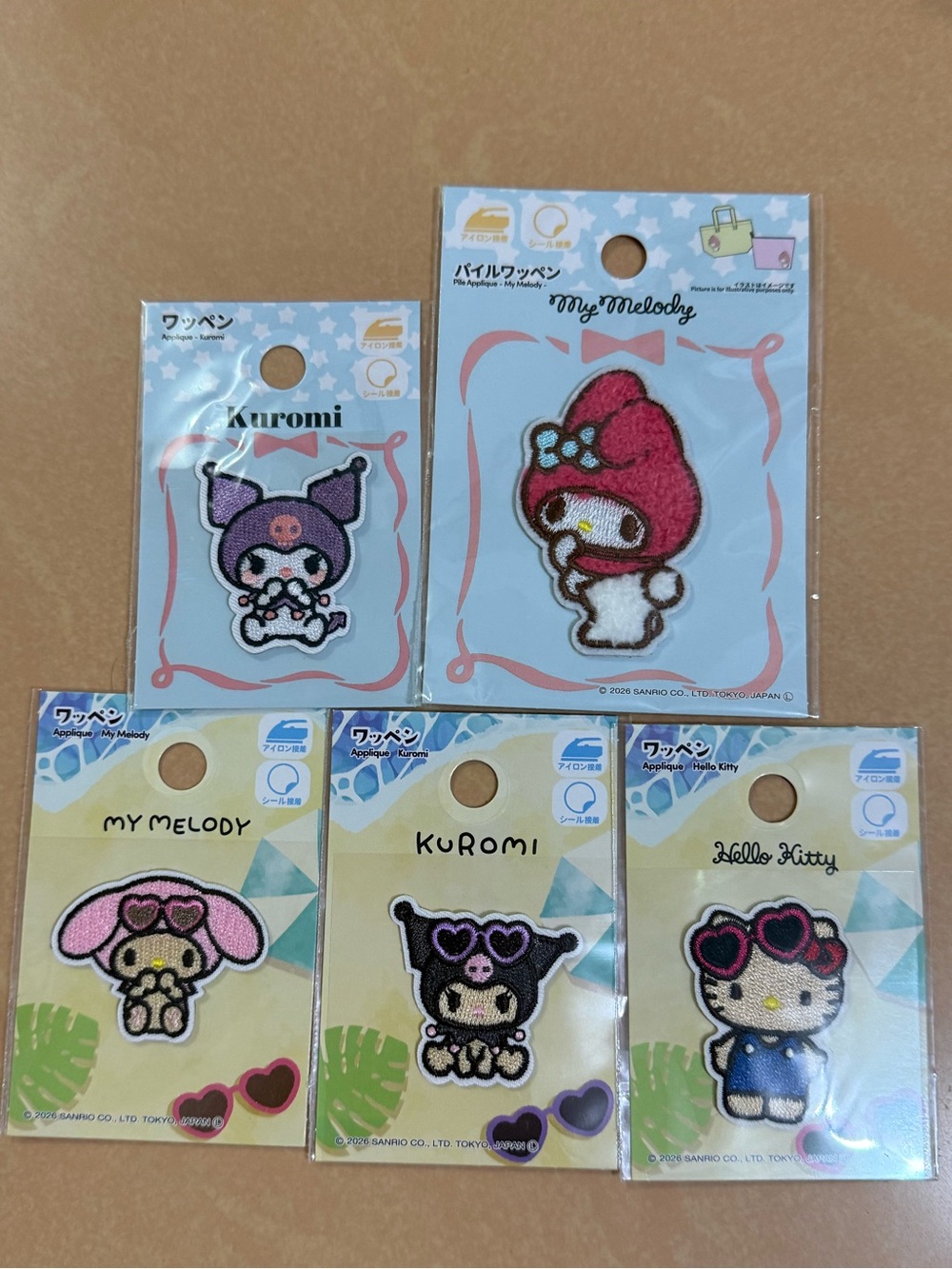 NWT SANRIO Hello Kitty My Melody Kuromy + patch set Easy iron-on adhesive